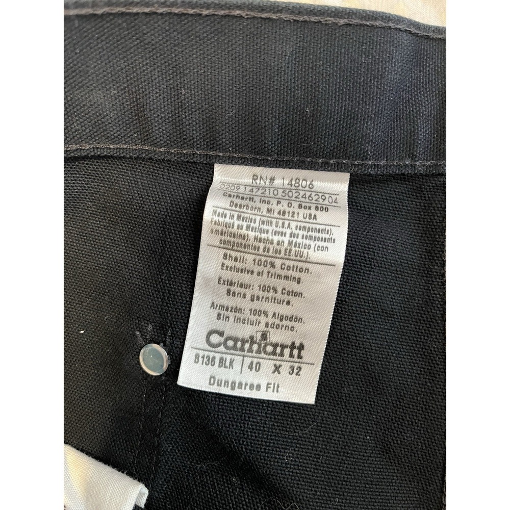 Carhartt Black Double Knees Loose Fit B136-BLK 40x32 Carpenter Pants - Picture 2 of 6